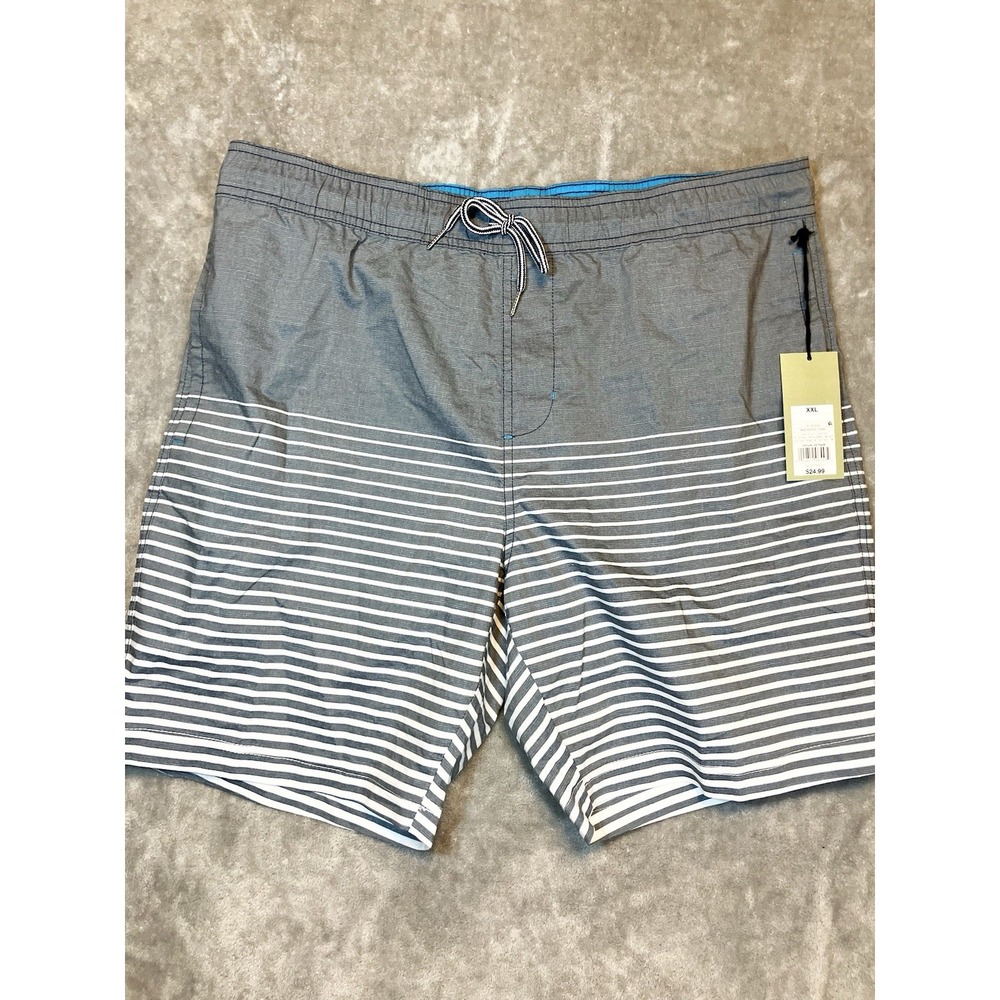 Goodfellow & Co Men's  7'' Inseam Navy Whodat Swim Trunks 2XL NWT Nautical White